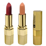 Krayons Desire Matte Lipstick, Highly Pigmented, Longlasting, 3.5g Each, Combo, Pack of 2 (Garnet Red, Nude Caramel)