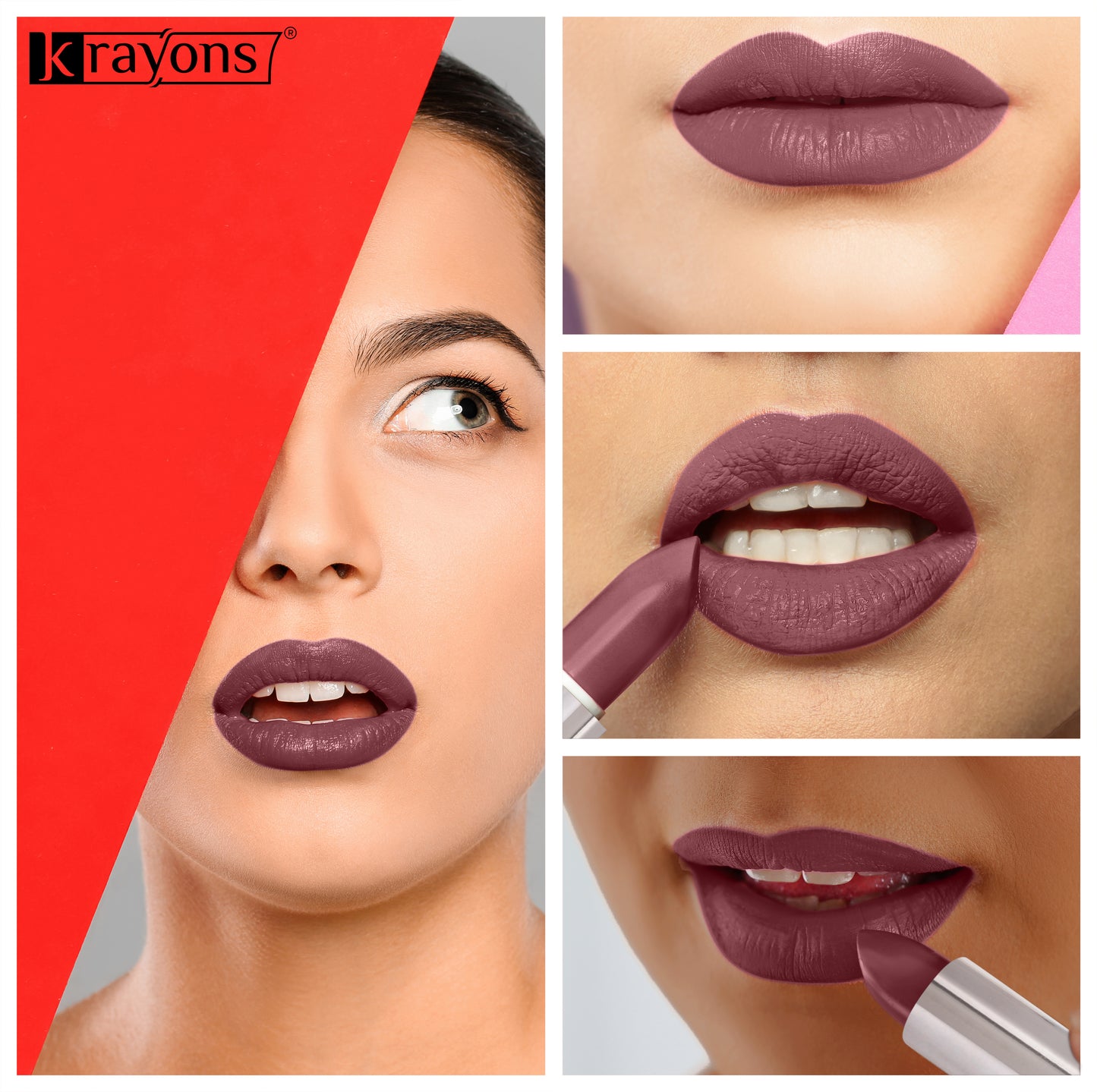 Krayons White Secret Moisturizing Matte lipstick, Waterproof, Long lasting, Burgundy, Moody Maroon, 4gm Each, Combo (Pack of 2)