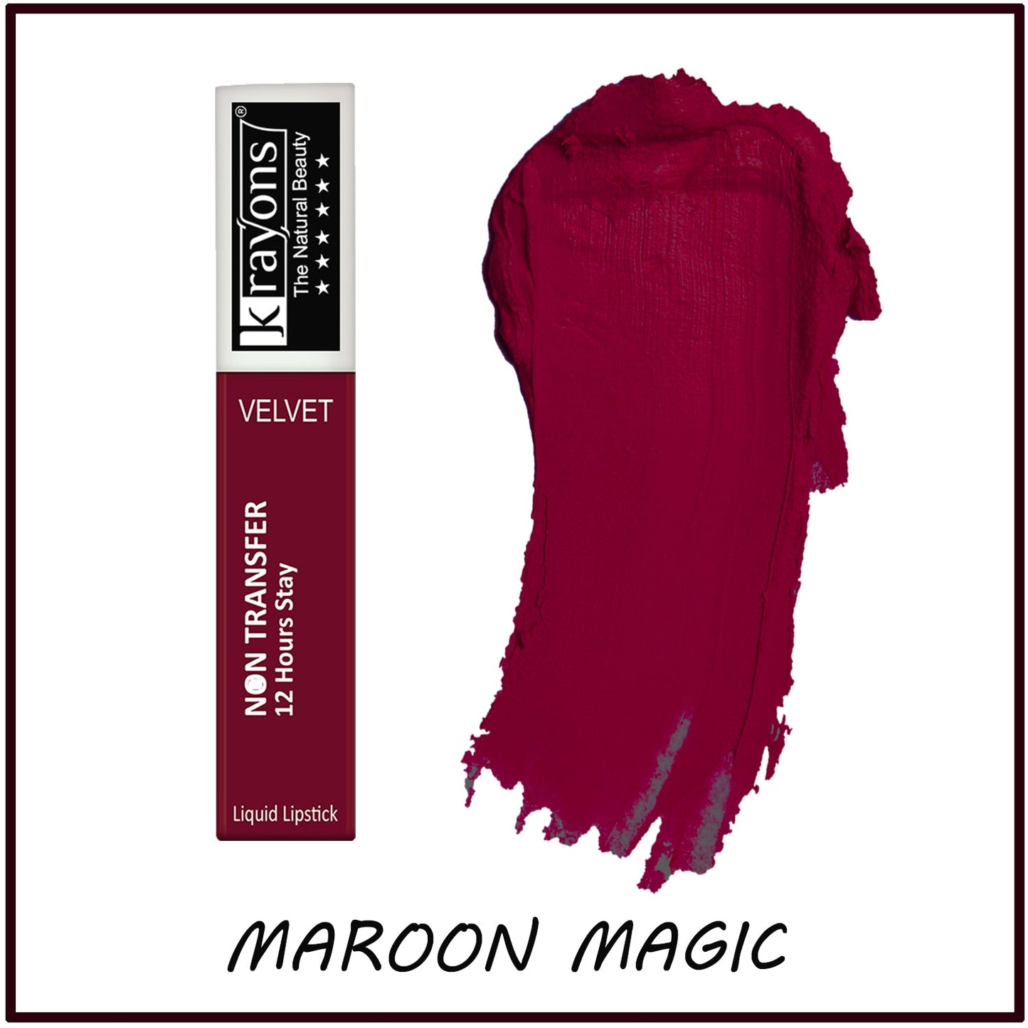 Krayons Power Stay Nontransfer 12hrs Stay Matte Liquid Lipstick, Mask Proof, 4ml Each, Combo, Pack of 2 (Red Rush, Maroon Magic)