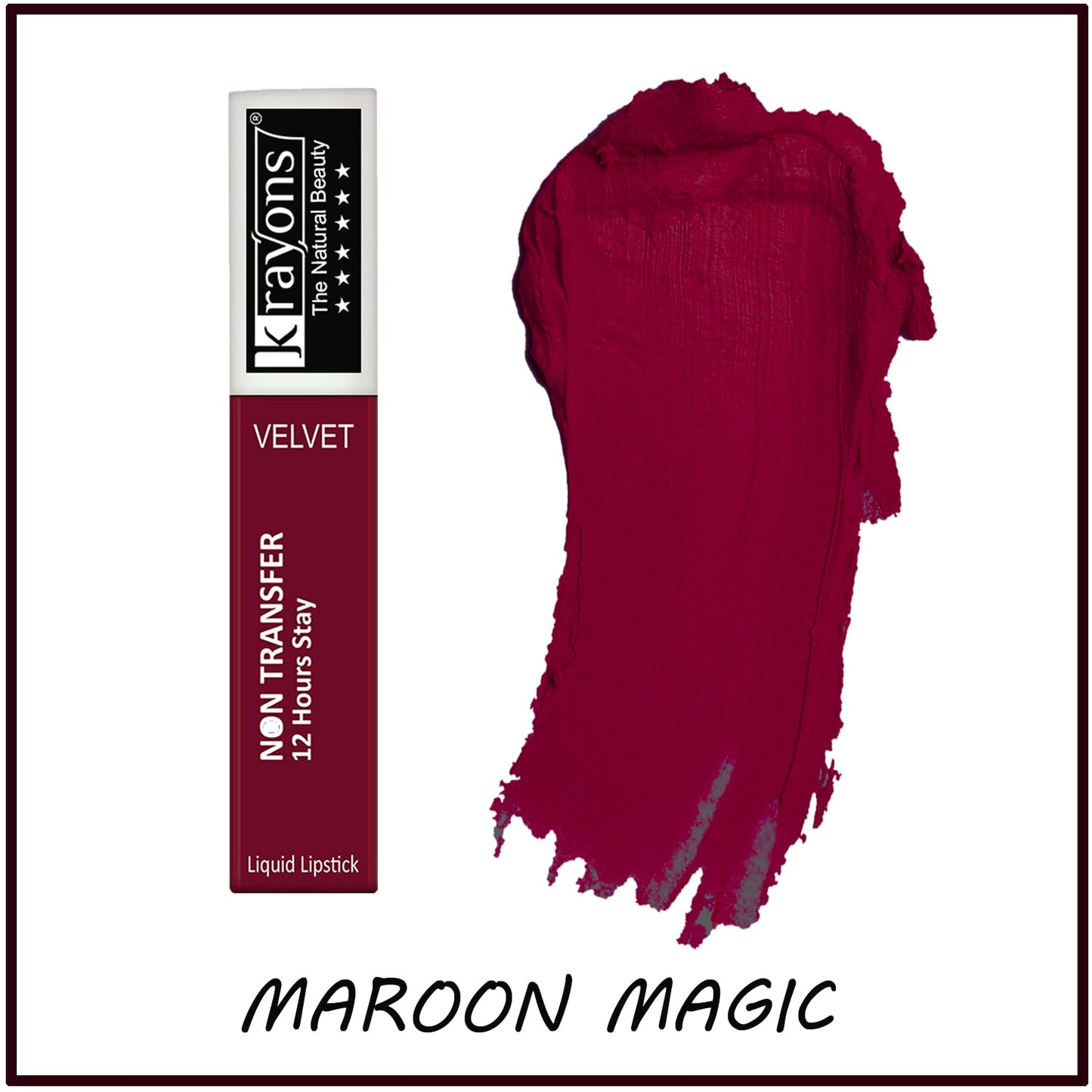 Krayons Power Stay Nontransfer 12hrs Stay Matte Liquid Lipstick, Mask Proof, 4ml Each, Combo, Pack of 2 (Burnt Orange, Maroon Magic)