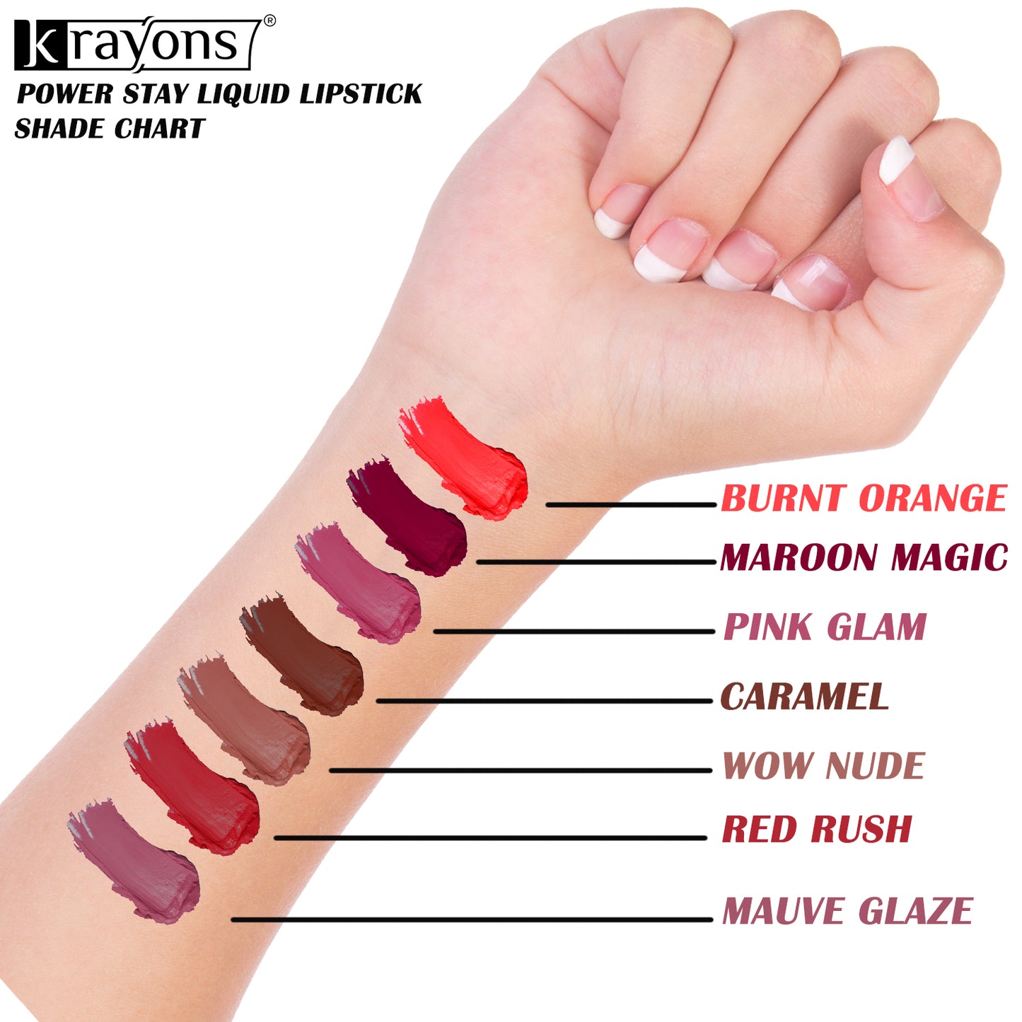 Krayons Power Stay Nontransfer 12hrs Stay Matte Liquid Lipstick, Pink Glam, Mask Proof, Smudgeproof, Longlasting, 4ml