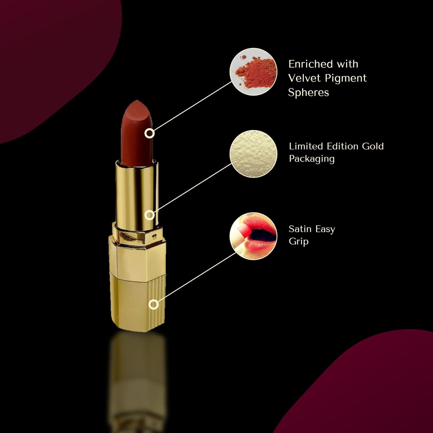 Krayons Desire Matte Lipstick, Highly Pigmented, Longlasting, 3.5g Each, Combo, Pack of 3 (Caramel Brown, Scarlet Red, Garnet Red)