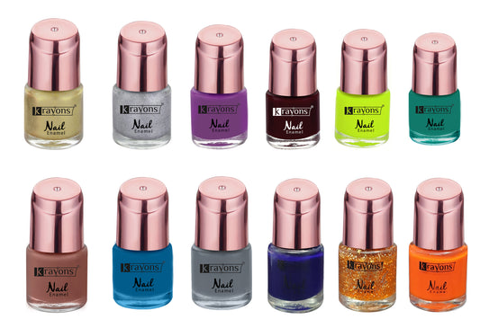 Krayons Crazy Gel Nail Enamel, Waterproof, Smudgeproof, Longlasting, 8ml Each, Combo (Pack of 12)
