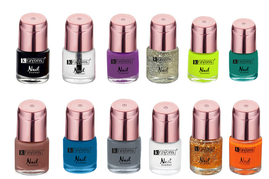 Krayons Crazy Gel Nail Enamel, Waterproof, Smudgeproof, Longlasting, 8ml Each, Combo (Pack of 12)