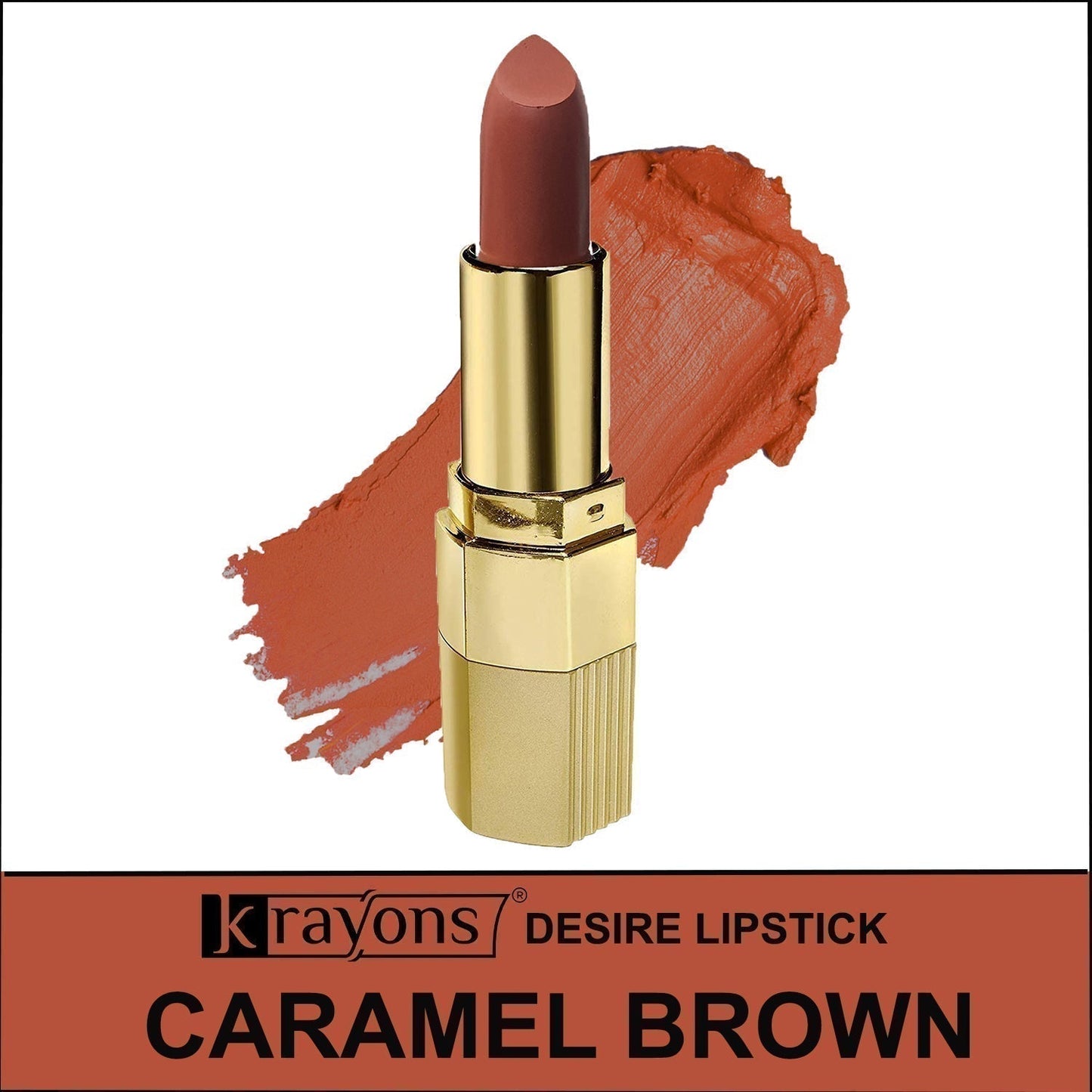 Krayons Desire Matte Lipstick, Highly Pigmented, Longlasting, 3.5g Each, Combo, Pack of 3 (Caramel Brown, Nude Caramel, Cherry Love)