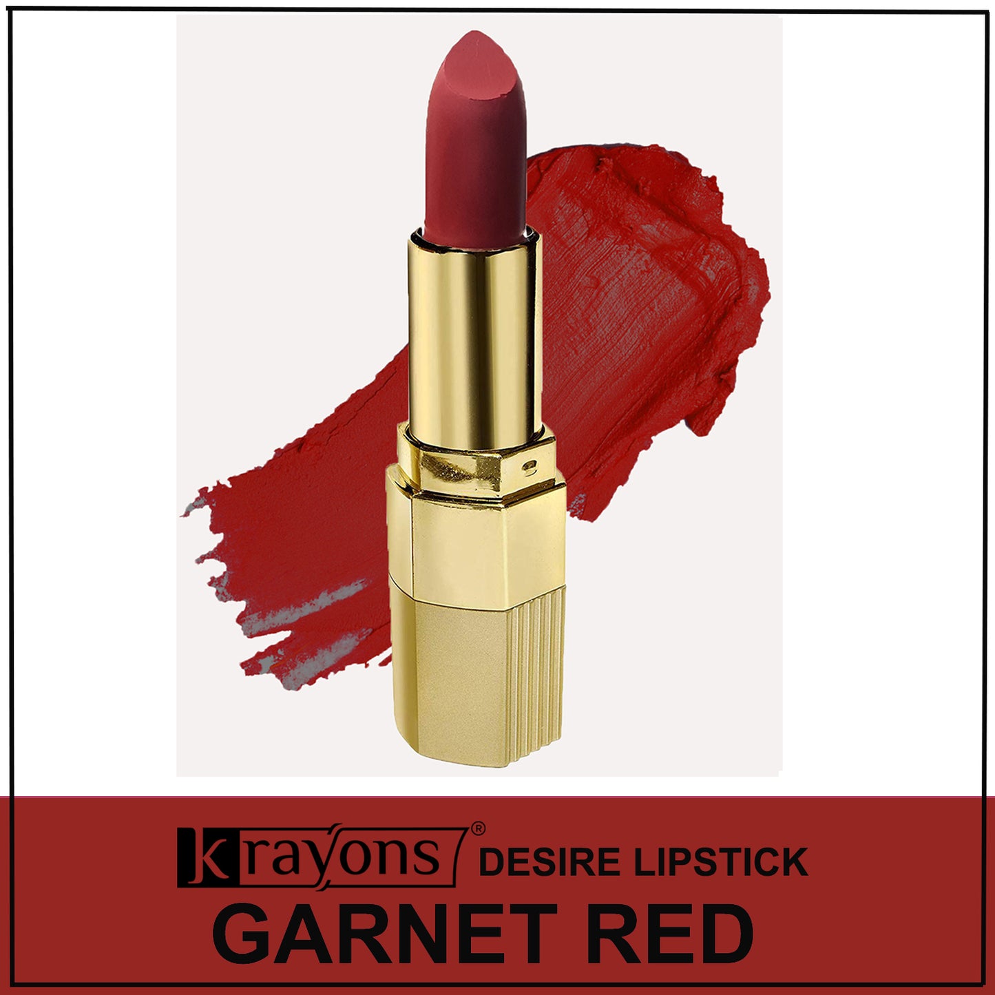 Krayons Desire Matte Lipstick, Highly Pigmented, Longlasting, 3.5g Each, Combo, Pack of 2 (Garnet Red, Nude Caramel)