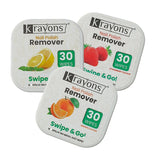 Krayons Nail Polish Remover Wipes, 30 Pads Each, Pack of 3 (Lemon, Strawberry & Orange)