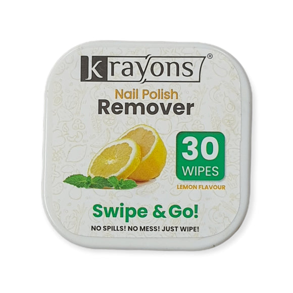 Krayons Nail Polish Remover Wipes, 30 Pads (Lemon)