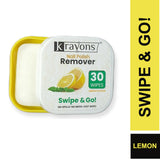 Krayons Nail Polish Remover Wipes, 30 Pads Each, Pack of 2 (Lemon & Rose)