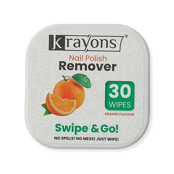 Krayons Nail Polish Remover Wipes, 30 Pads (Orange)