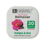 Krayons Nail Polish Remover Wipes, 30 Pads (Rose)