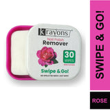 Krayons Nail Polish Remover Wipes, 30 Pads Each, Pack of 2 (Lemon & Rose)