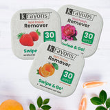 Krayons Nail Polish Remover Wipes, 30 Pads Each, Pack of 3 (Orange, Strawberry & Rose)