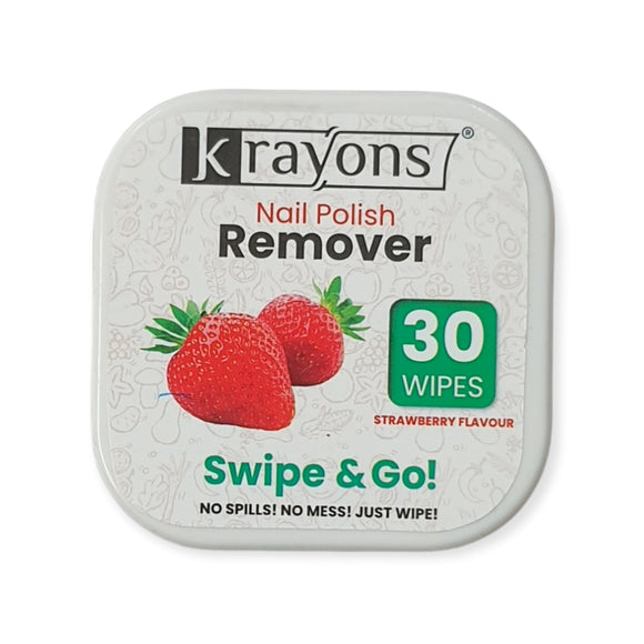 Krayons Nail Polish Remover Wipes, 30 Pads (Strawberry)