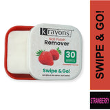 Krayons Nail Polish Remover Wipes, 30 Pads Each, Pack of 2 (Lemon & Strawberry)